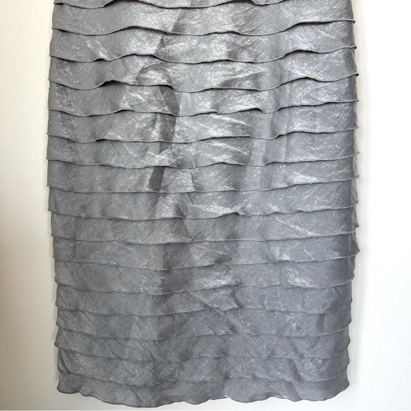 Adrianna Papell Gray Ruched Sheath Dress with Rosette Detail Size 12 - Picture 13 of 13